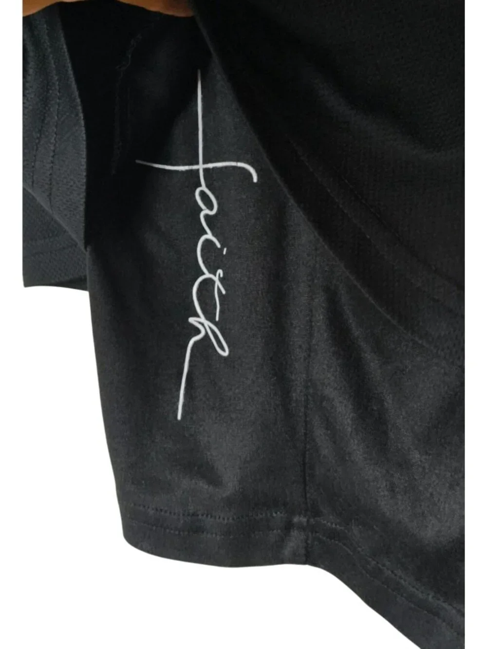 Faith Womens L 2N1 Athletic Shorts Black Pockets Elastic Cross Graphic NOTW